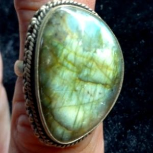 43 NWT Labradorite gemstone crystal 925 silver ring size 8 free shipping sale